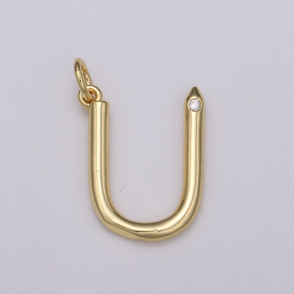 14K Gold Filled Minimalist Initial Clear CZ Personalized Letter Charm | A-171 to A-183 - DLUXCA