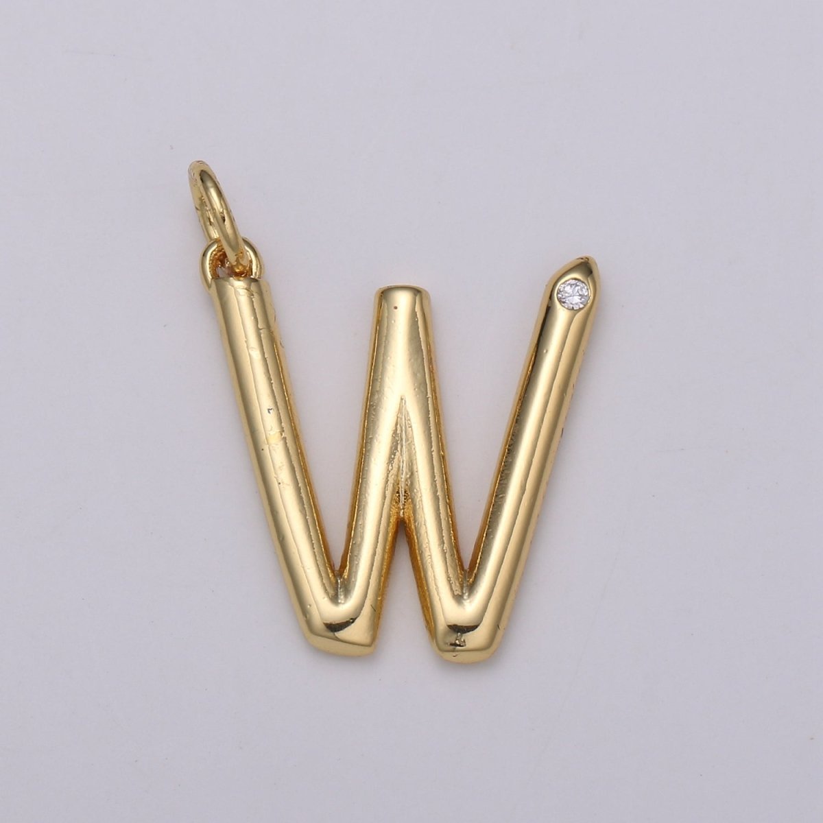 14K Gold Filled Minimalist Initial Clear CZ Personalized Letter Charm | A-171 to A-183 - DLUXCA