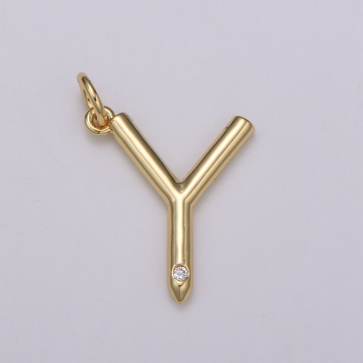 14K Gold Filled Minimalist Initial Clear CZ Personalized Letter Charm | A-171 to A-183 - DLUXCA