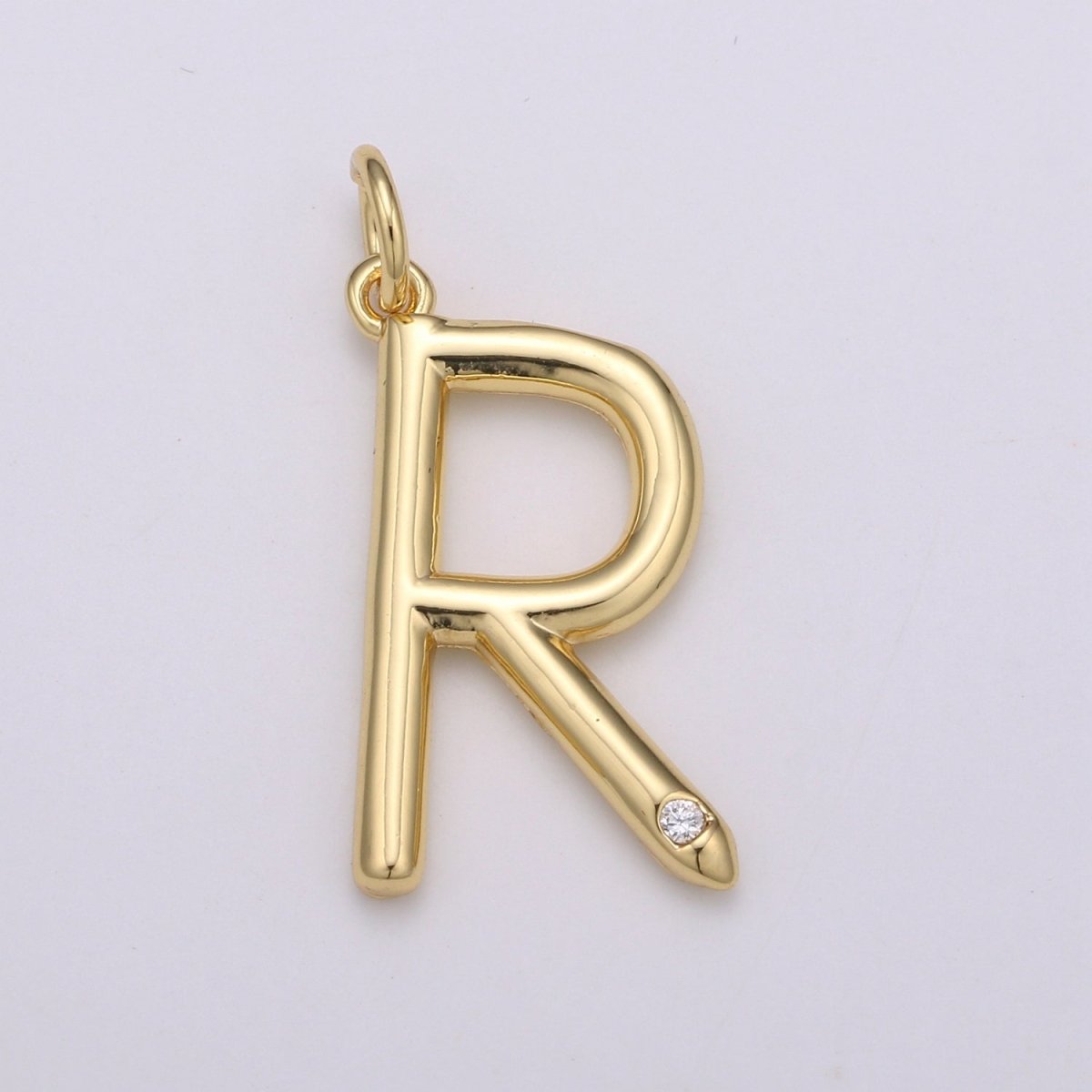 14K Gold Filled Minimalist Initial Clear CZ Personalized Letter Charm | A-171 to A-183 - DLUXCA