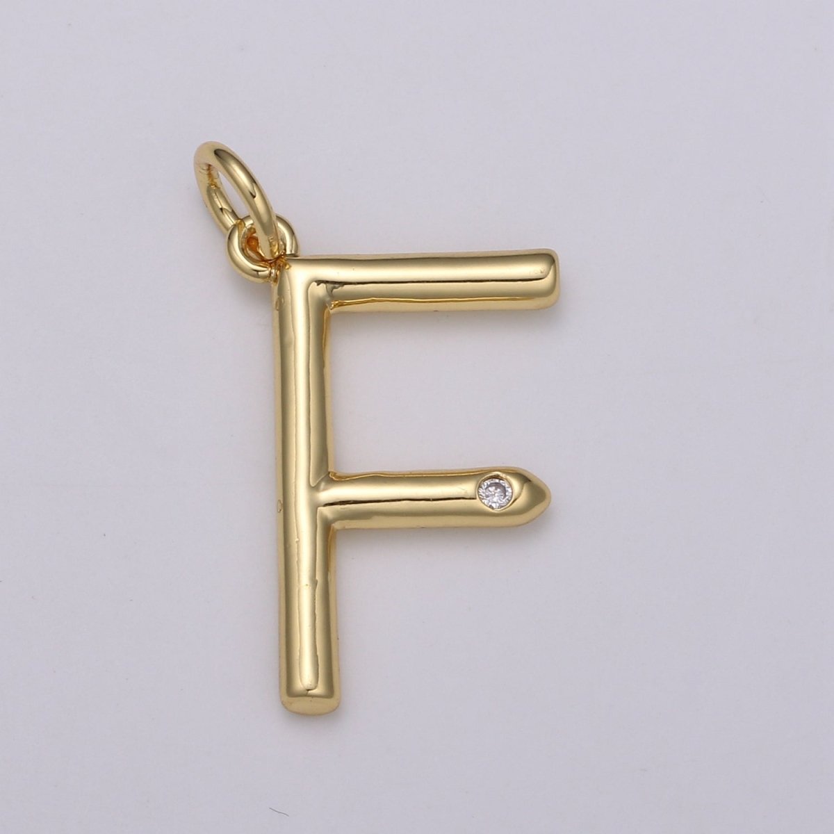 14K Gold Filled Minimalist Initial Clear CZ Personalized Letter Charm | A-171 to A-183 - DLUXCA