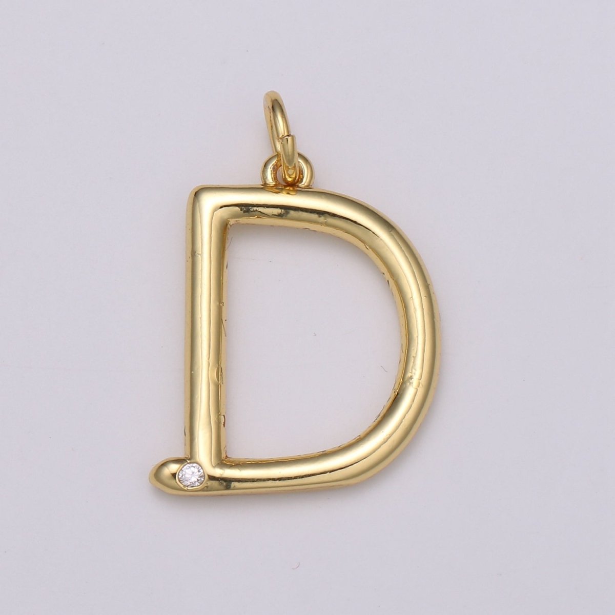 14K Gold Filled Minimalist Initial Clear CZ Personalized Letter Charm | A-171 to A-183 - DLUXCA