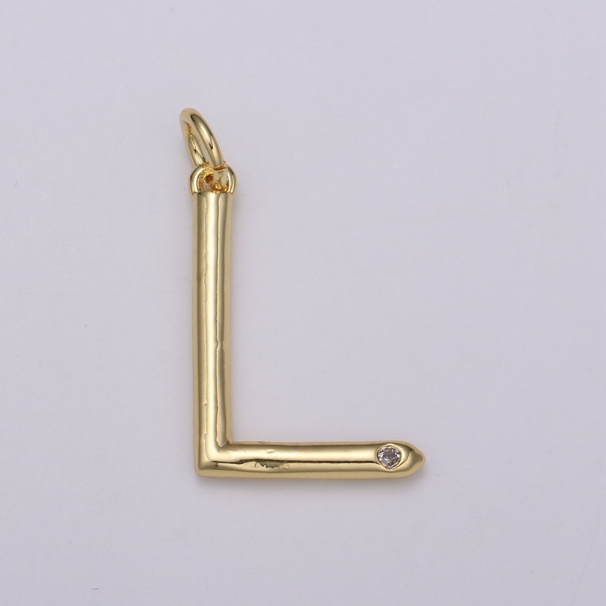 14K Gold Filled Minimalist Initial Clear CZ Personalized Letter Charm | A-171 to A-183 - DLUXCA