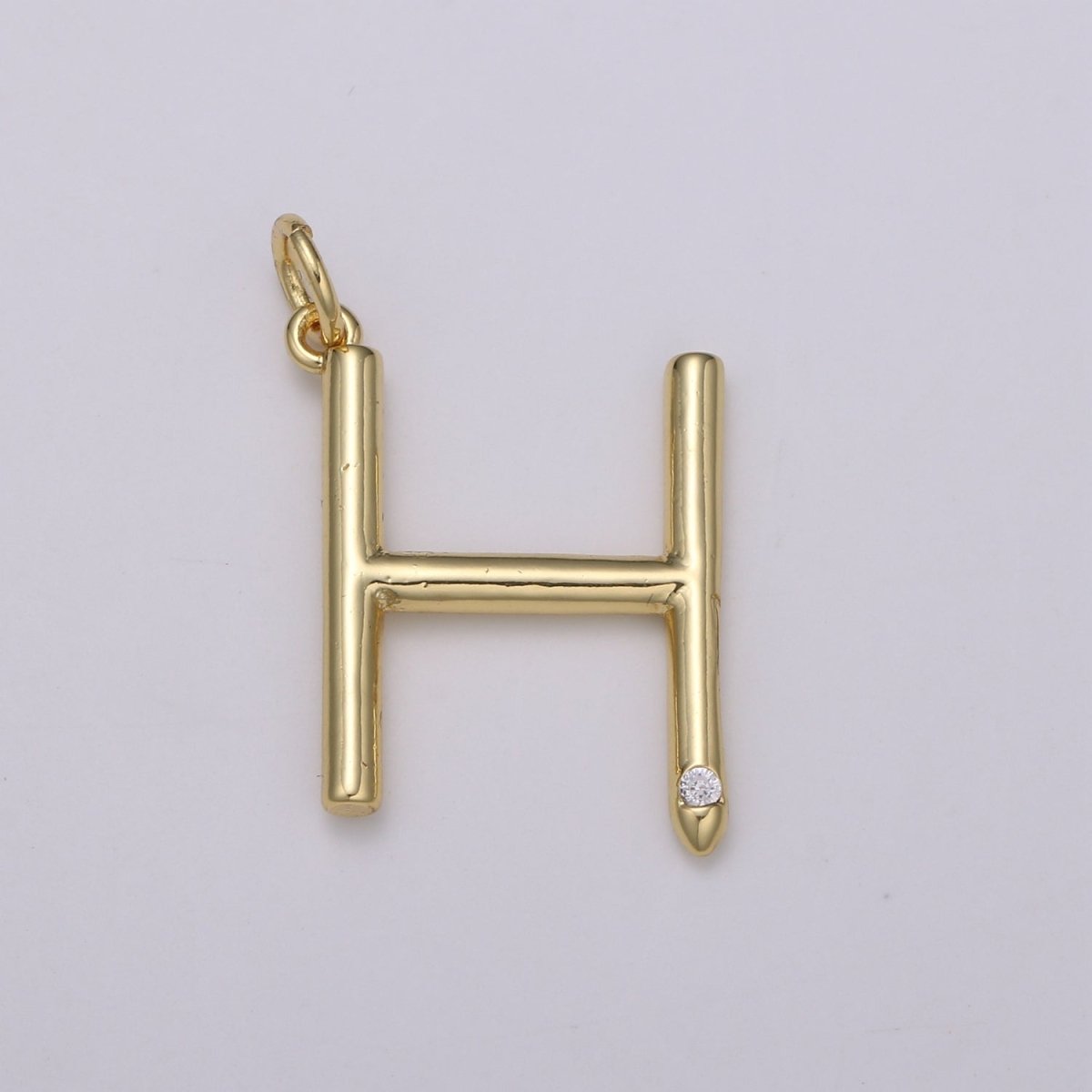 14K Gold Filled Minimalist Initial Clear CZ Personalized Letter Charm | A-171 to A-183 - DLUXCA