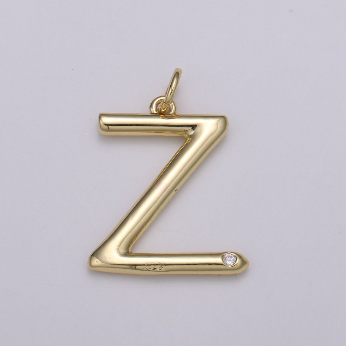 14K Gold Filled Minimalist Initial Clear CZ Personalized Letter Charm | A-171 to A-183 - DLUXCA