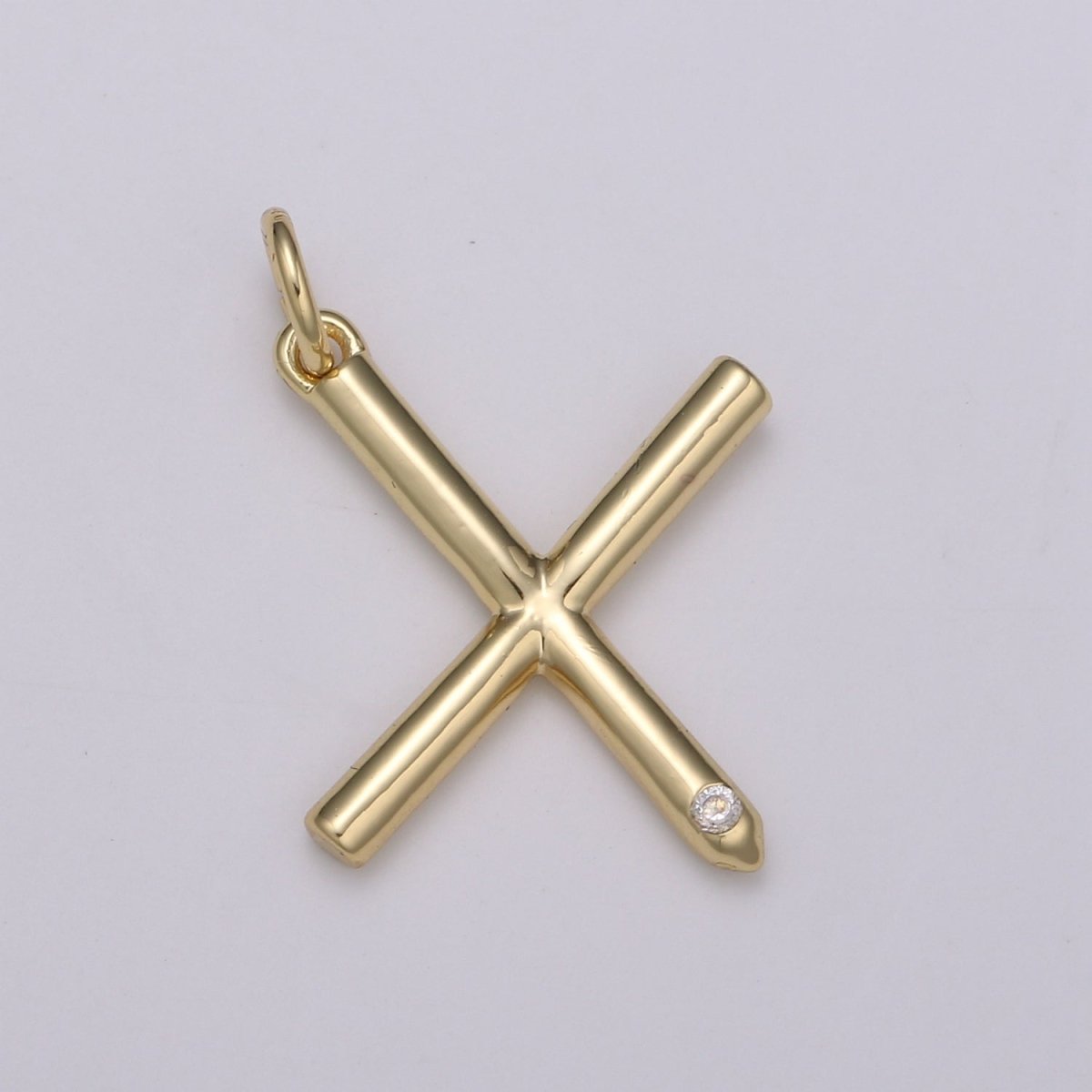 14K Gold Filled Minimalist Initial Clear CZ Personalized Letter Charm | A-171 to A-183 - DLUXCA