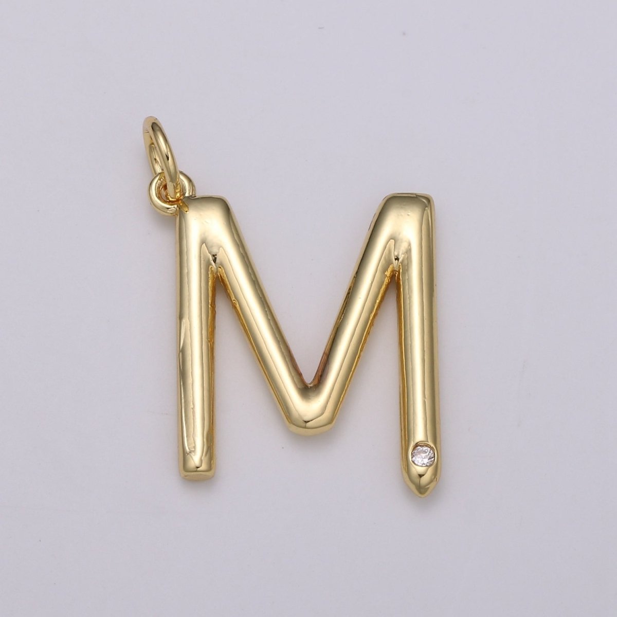 14K Gold Filled Minimalist Initial Clear CZ Personalized Letter Charm | A-171 to A-183 - DLUXCA