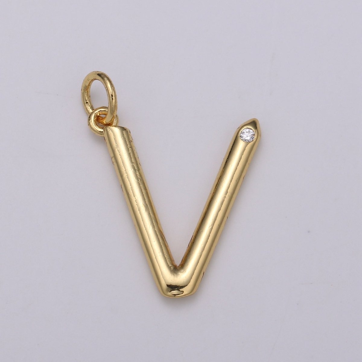 14K Gold Filled Minimalist Initial Clear CZ Personalized Letter Charm | A-171 to A-183 - DLUXCA