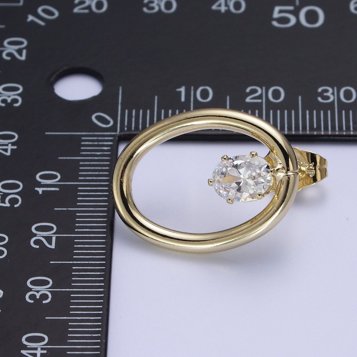 14K Gold Filled Minimalist Stud Earring Light Gold Round Circle with Dainty Cubic Zirconia Crystal, Perfect for Everyday Wear or Gift | X914 - DLUXCA