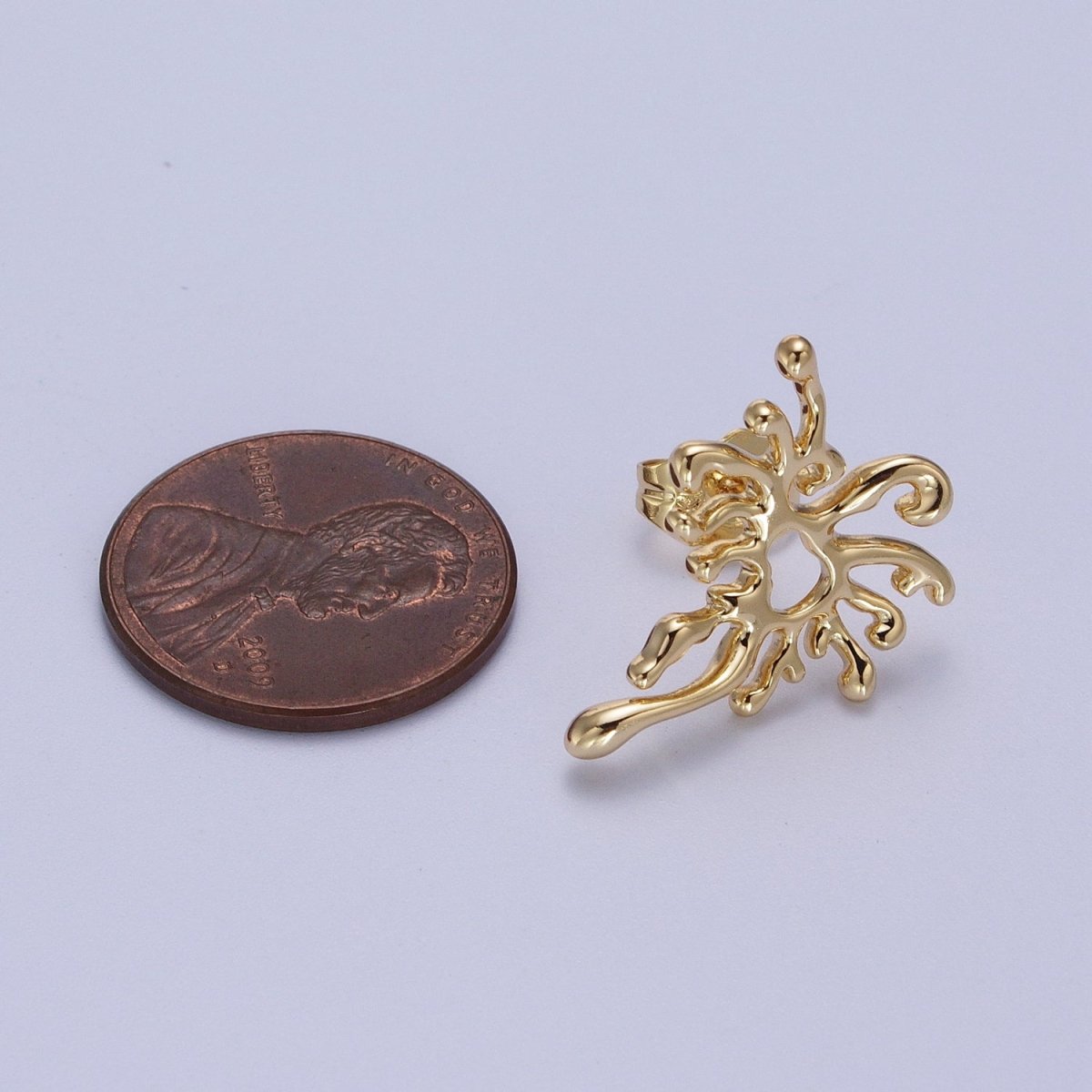 14K Gold Filled Mismatched Clear Baguette CZ Dripping Gold Stud Earrings Set | V-004 - DLUXCA