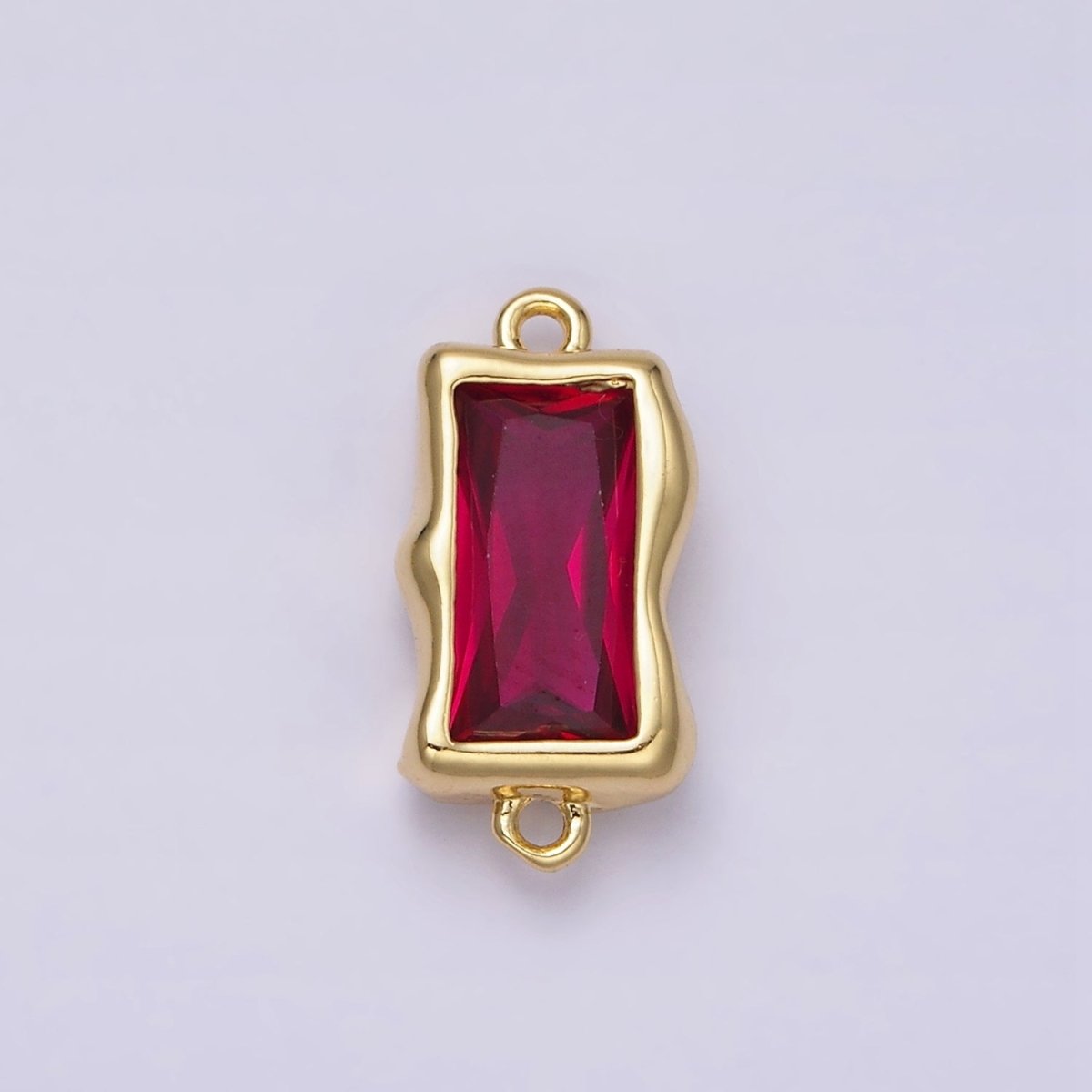 14K Gold Filled Molten Baguette Personalized Birth Month CZ Connector | G-183 Y-769 ~ Y-779 - DLUXCA