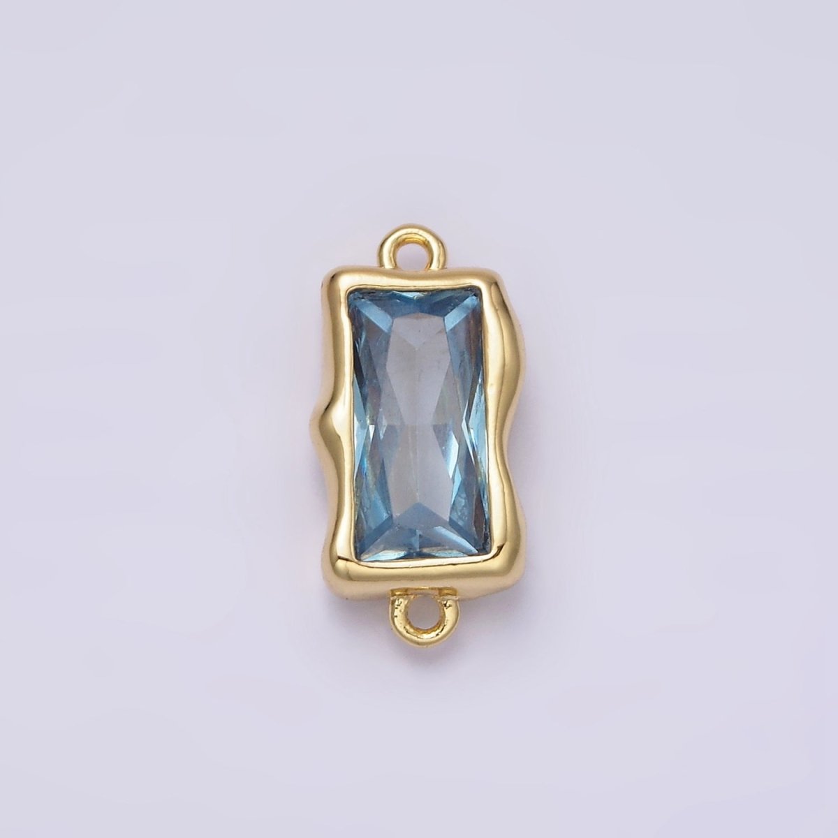 14K Gold Filled Molten Baguette Personalized Birth Month CZ Connector | G-183 Y-769 ~ Y-779 - DLUXCA