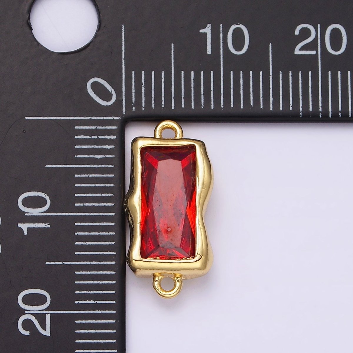 14K Gold Filled Molten Baguette Personalized Birth Month CZ Connector | G-183 Y-769 ~ Y-779 - DLUXCA