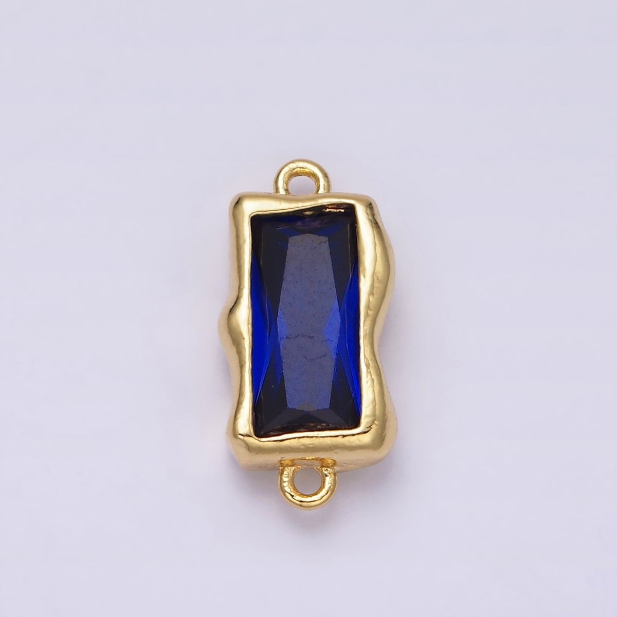 14K Gold Filled Molten Baguette Personalized Birth Month CZ Connector | G-183 Y-769 ~ Y-779 - DLUXCA