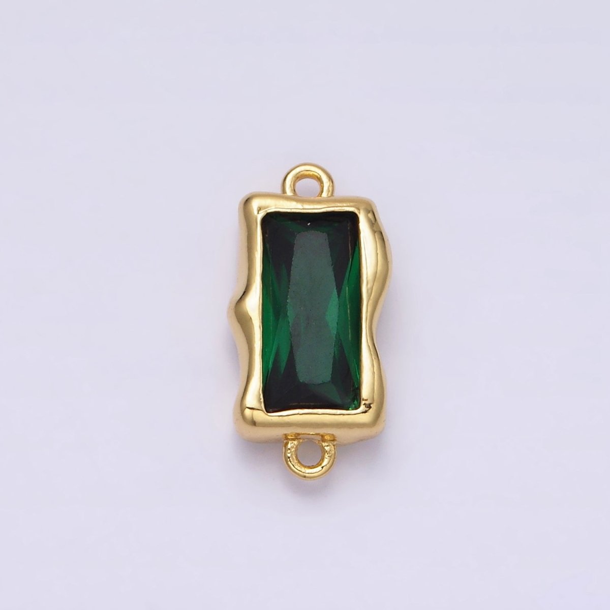 14K Gold Filled Molten Baguette Personalized Birth Month CZ Connector | G-183 Y-769 ~ Y-779 - DLUXCA