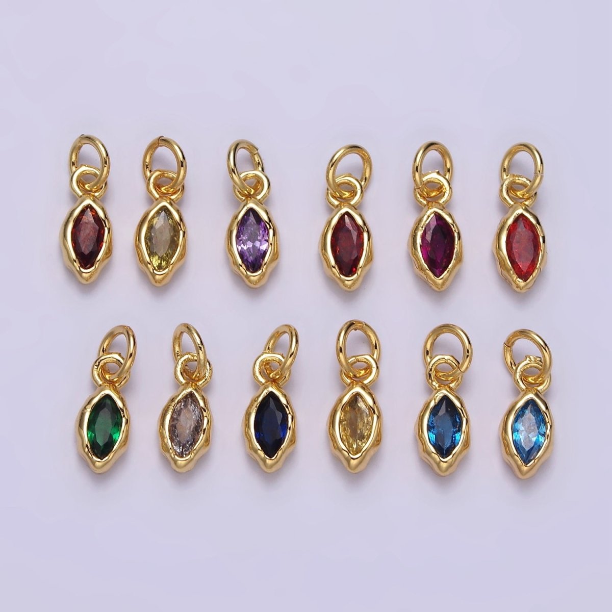 14K Gold Filled Molten Marquise Personalized Birth Month CZ Charm | AC-1378 - AC-1389 - DLUXCA