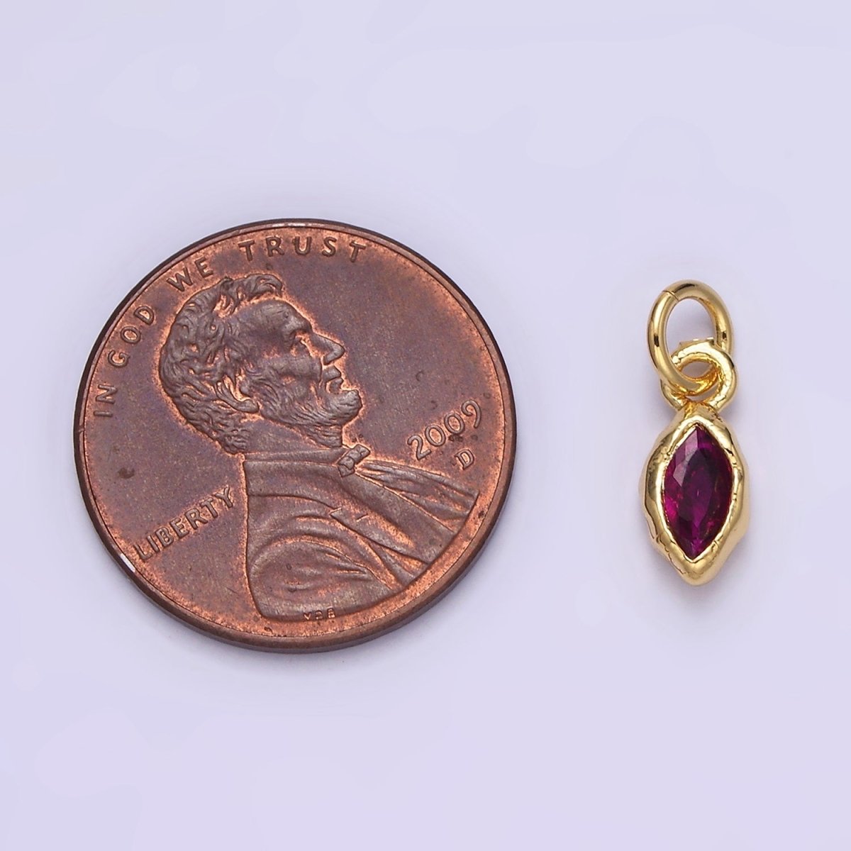 14K Gold Filled Molten Marquise Personalized Birth Month CZ Charm | AC-1378 - AC-1389 - DLUXCA