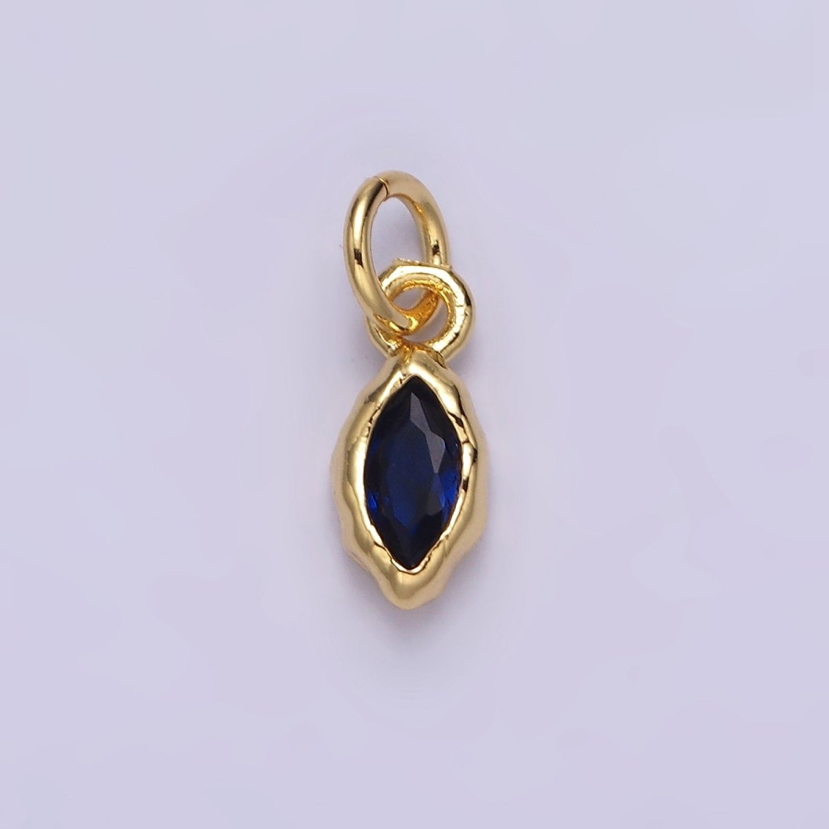 14K Gold Filled Molten Marquise Personalized Birth Month CZ Charm | AC-1378 - AC-1389 - DLUXCA
