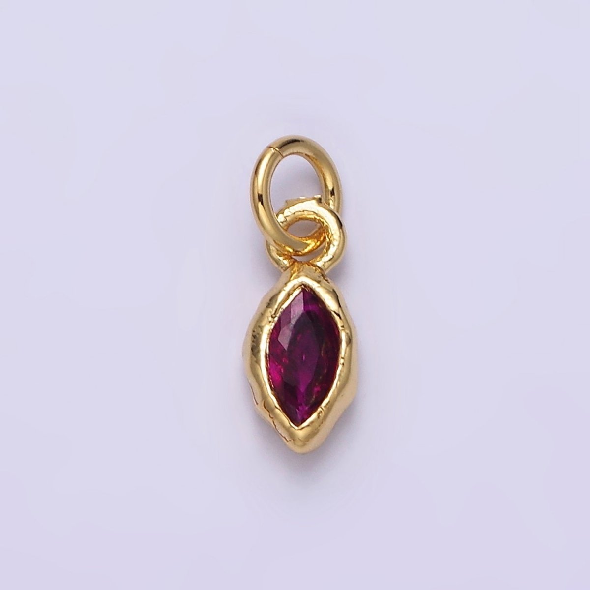 14K Gold Filled Molten Marquise Personalized Birth Month CZ Charm | AC-1378 - AC-1389 - DLUXCA