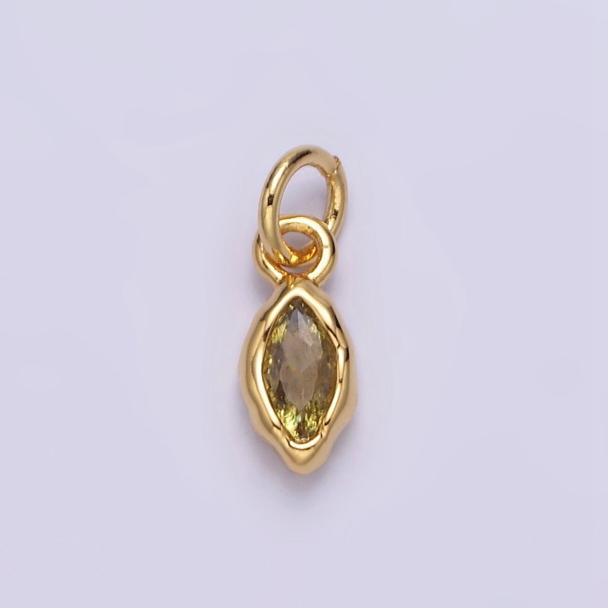 14K Gold Filled Molten Marquise Personalized Birth Month CZ Charm | AC-1378 - AC-1389 - DLUXCA