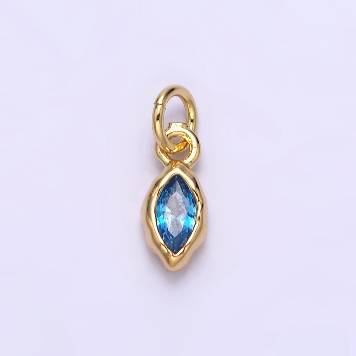 14K Gold Filled Molten Marquise Personalized Birth Month CZ Charm | AC-1378 - AC-1389 - DLUXCA