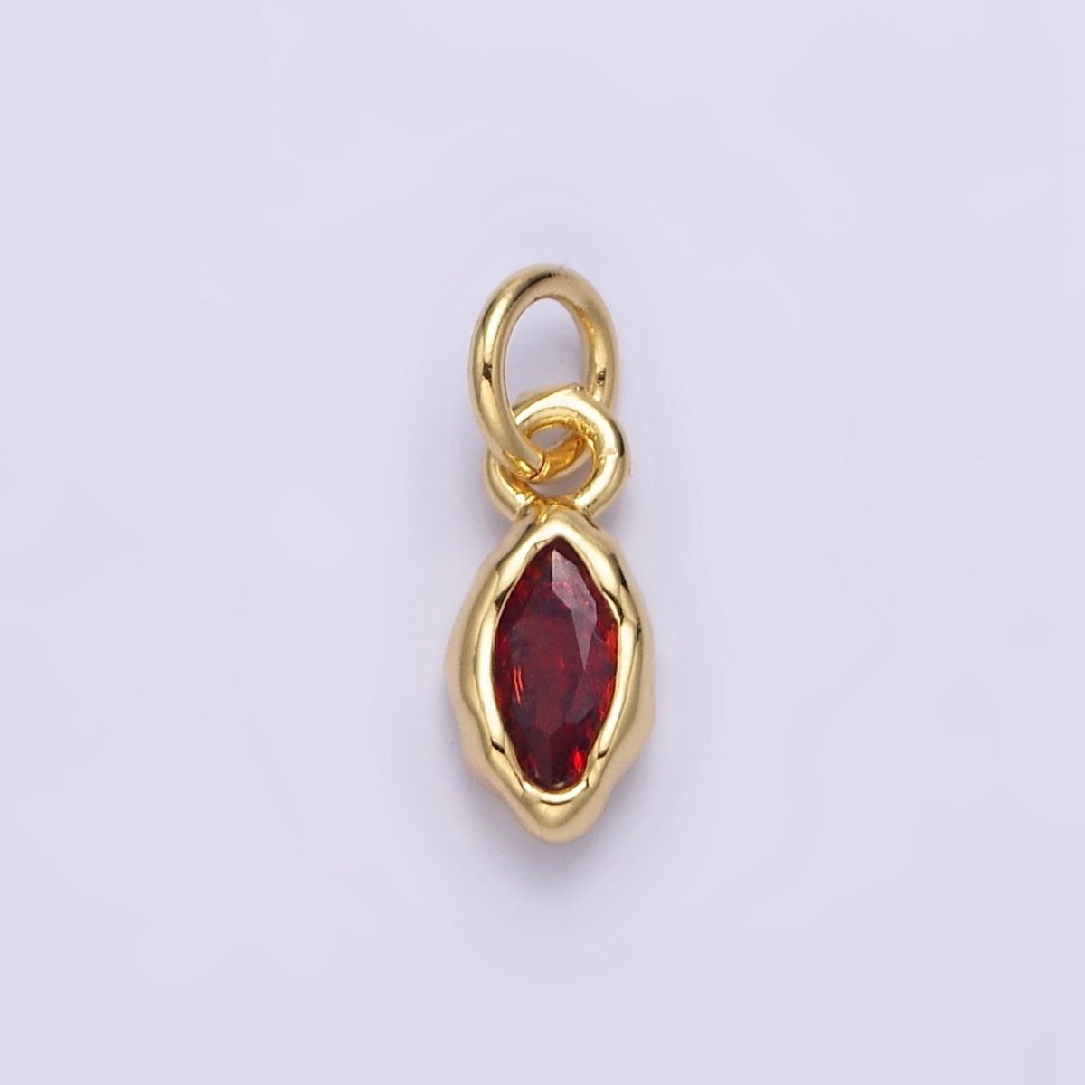 14K Gold Filled Molten Marquise Personalized Birth Month CZ Charm | AC-1378 - AC-1389 - DLUXCA