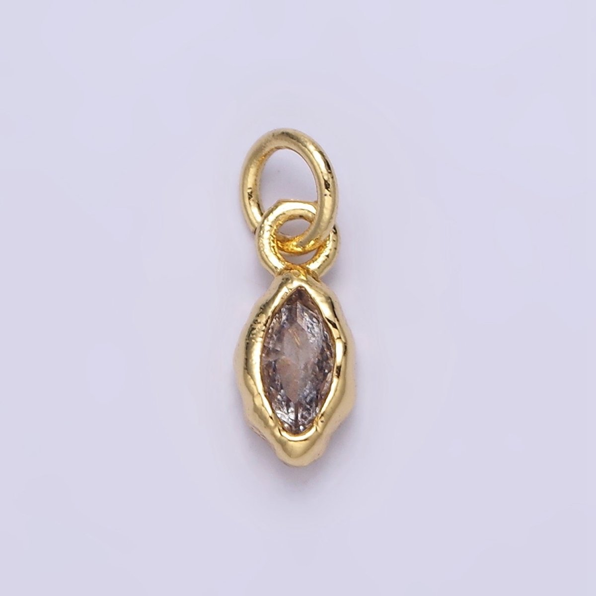 14K Gold Filled Molten Marquise Personalized Birth Month CZ Charm | AC-1378 - AC-1389 - DLUXCA