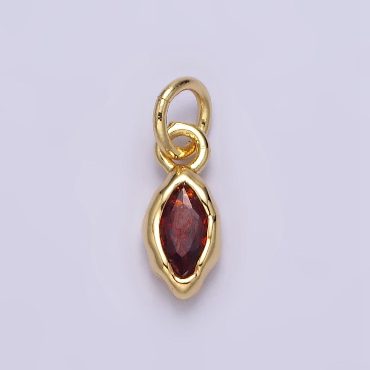 14K Gold Filled Molten Marquise Personalized Birth Month CZ Charm | AC-1378 - AC-1389 - DLUXCA
