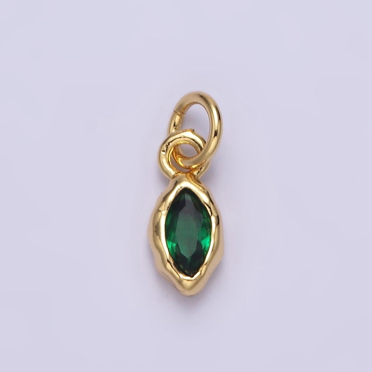14K Gold Filled Molten Marquise Personalized Birth Month CZ Charm | AC-1378 - AC-1389 - DLUXCA