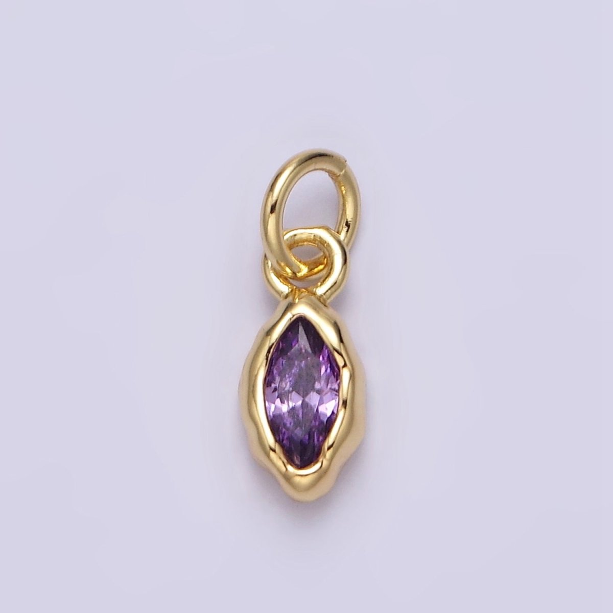 14K Gold Filled Molten Marquise Personalized Birth Month CZ Charm | AC-1378 - AC-1389 - DLUXCA