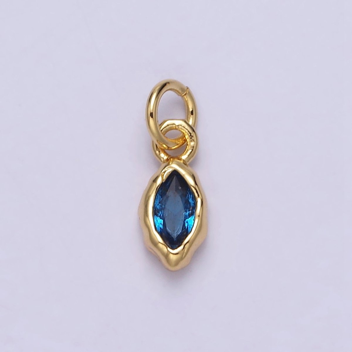 14K Gold Filled Molten Marquise Personalized Birth Month CZ Charm | AC-1378 - AC-1389 - DLUXCA