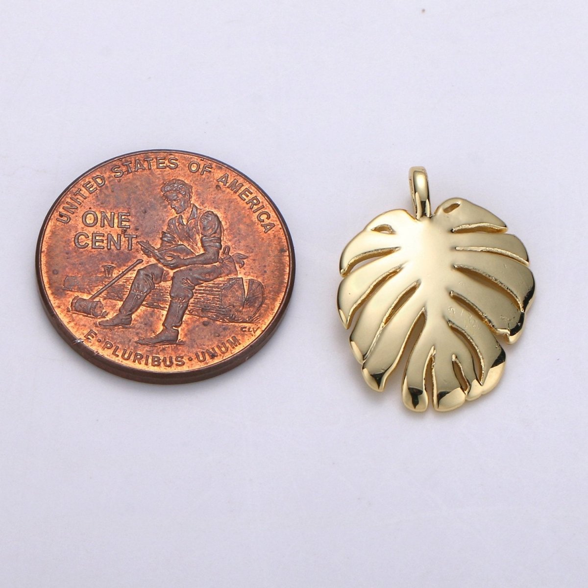 14k Gold Filled Monstera Charm Tropical Foliage Pendant Monstera Pendant Palm Leaf Pendant for Necklace Bracelet Component Supply D-682 - DLUXCA