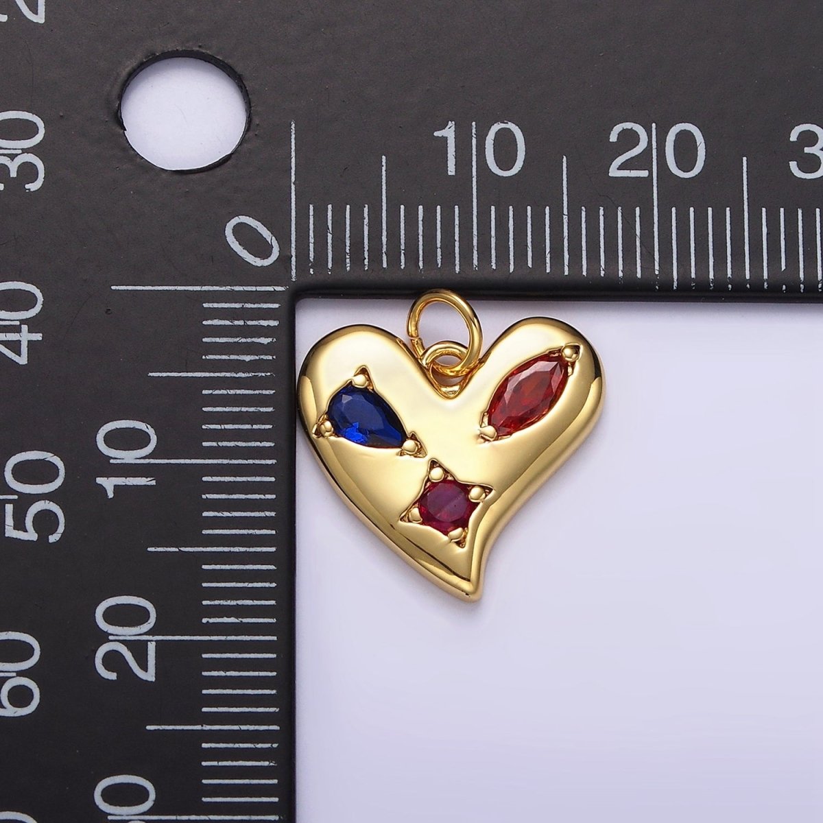 14K Gold Filled Multicolor CZ Abstract Heart Charm in Gold & Silver | AG395 AG396 - DLUXCA