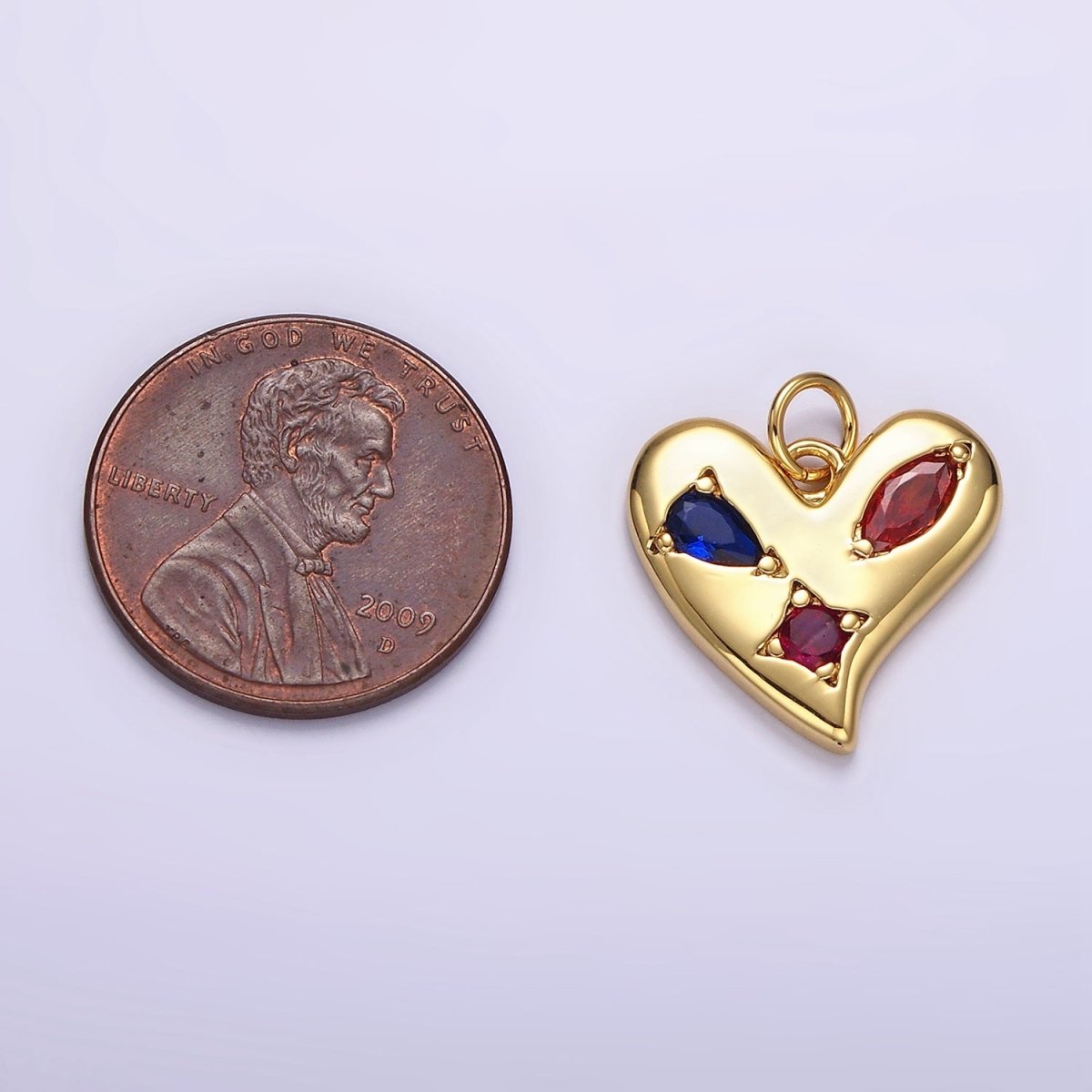 14K Gold Filled Multicolor CZ Abstract Heart Charm in Gold & Silver | AG395 AG396 - DLUXCA