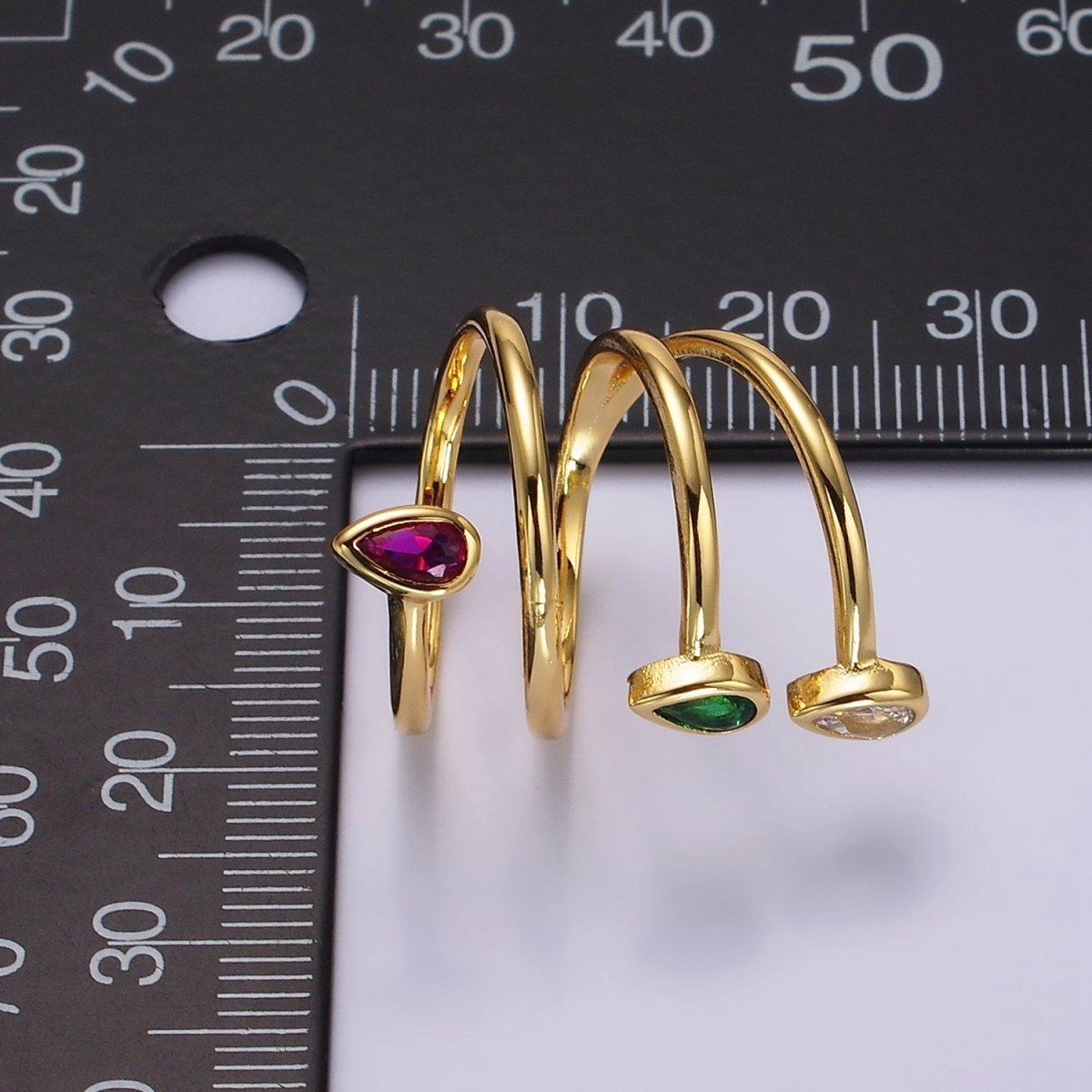 14K Gold Filled Multicolor CZ Multiband Open Wrap Ring in Gold & Silver | O-613 O-614 - DLUXCA