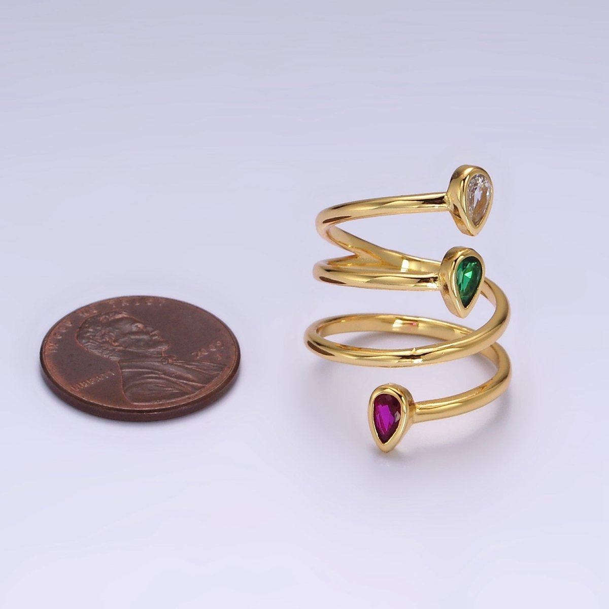 14K Gold Filled Multicolor CZ Multiband Open Wrap Ring in Gold & Silver | O-613 O-614 - DLUXCA