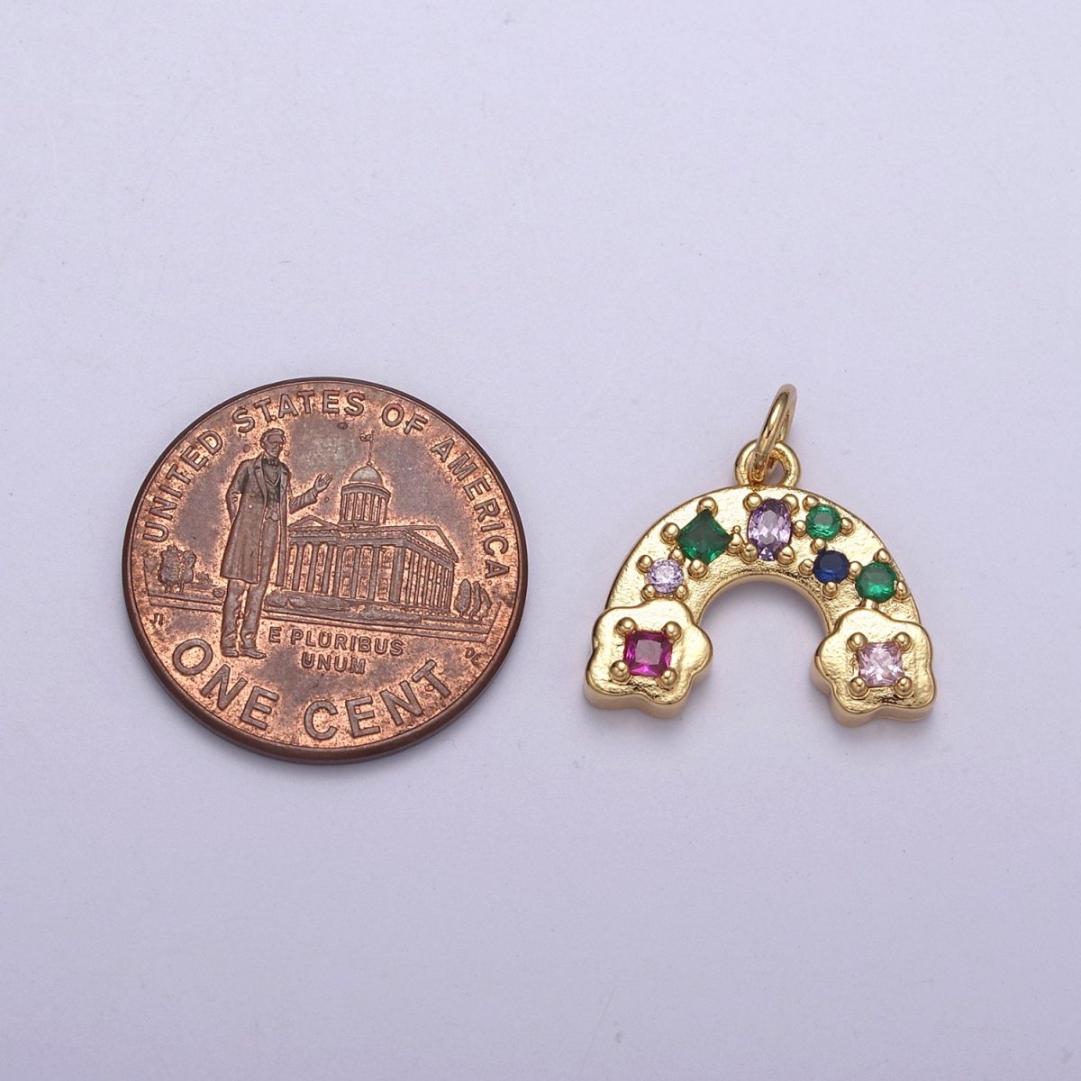 14K Gold Filled Multicolor CZ Rainbow Weather Add in Charm N-249 - DLUXCA