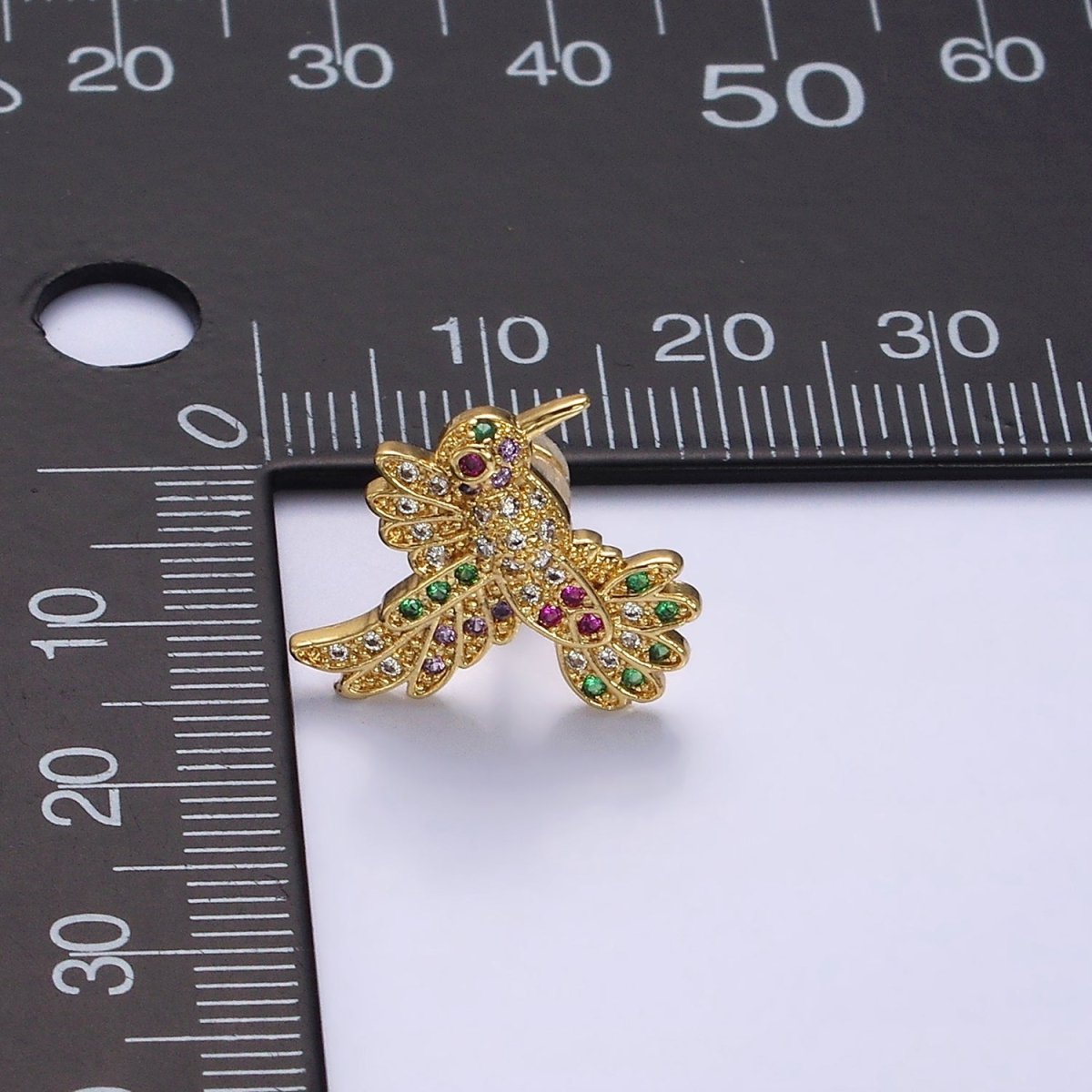 14K Gold Filled Multicolor Micro Paved CZ Hummingbird Pet Earrings Set in Gold & Silver | Y-902 Y-903 - DLUXCA