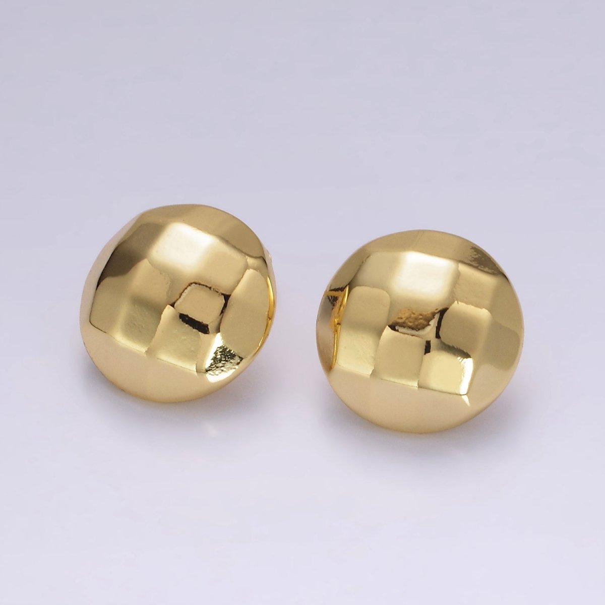 14K Gold Filled Multifaceted Round Dome Stud Earrings | V240 - DLUXCA