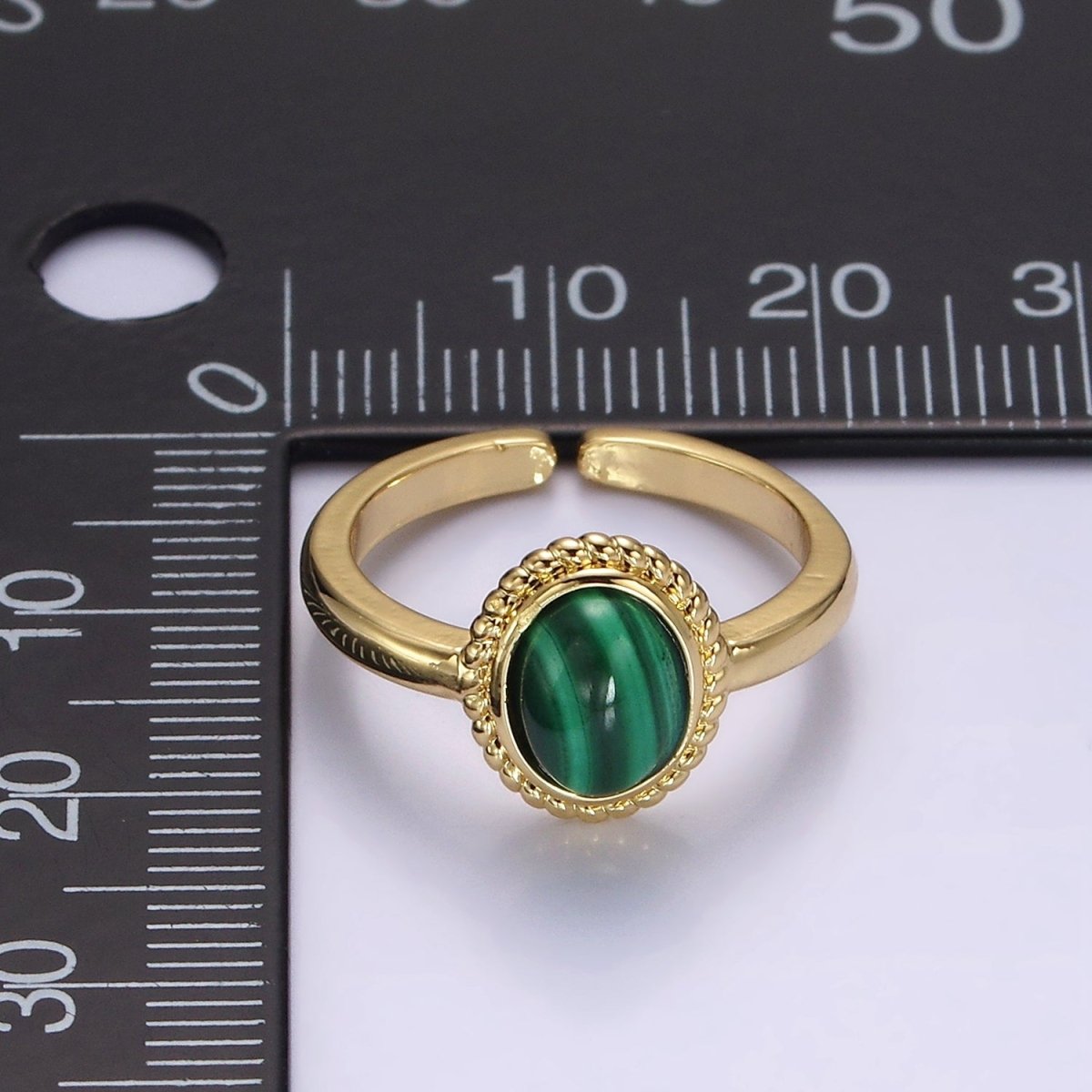 14K Gold Filled Natural Gemstone Cabochon Braided Oval Ring | O1074 - O1078 - DLUXCA