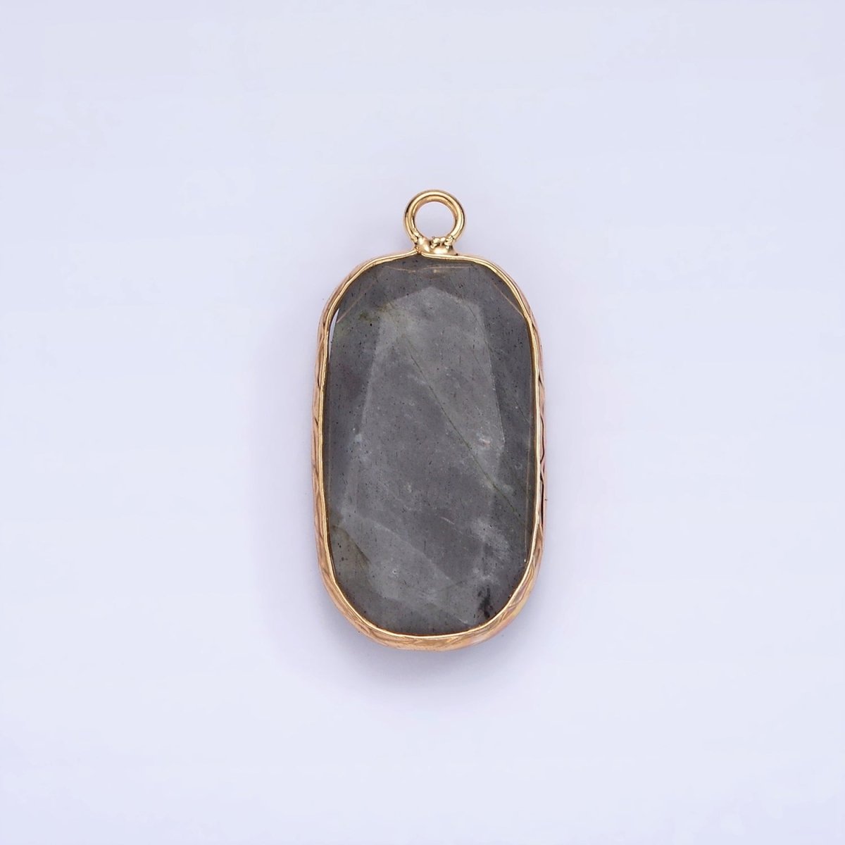 14K Gold Filled Natural Gemstone Multifaceted Oval Bezel Charm | N1655 - N1659 - DLUXCA