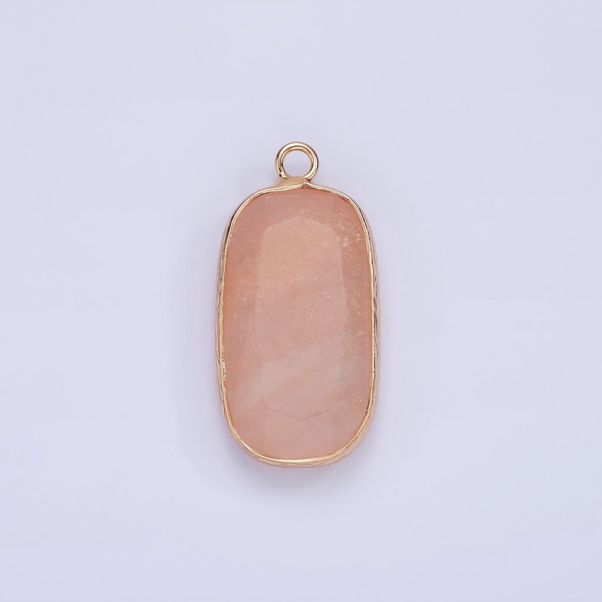 14K Gold Filled Natural Gemstone Multifaceted Oval Bezel Charm | N1655 - N1659 - DLUXCA