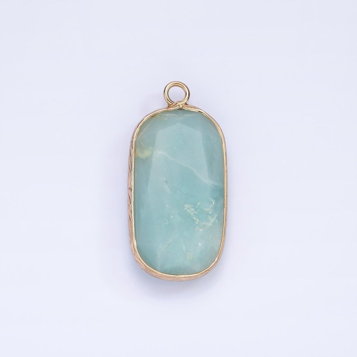 14K Gold Filled Natural Gemstone Multifaceted Oval Bezel Charm | N1655 - N1659 - DLUXCA