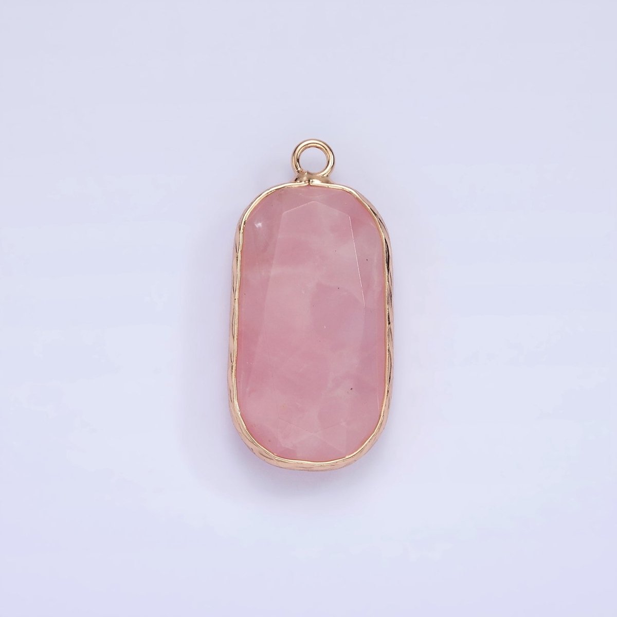 14K Gold Filled Natural Gemstone Multifaceted Oval Bezel Charm | N1655 - N1659 - DLUXCA