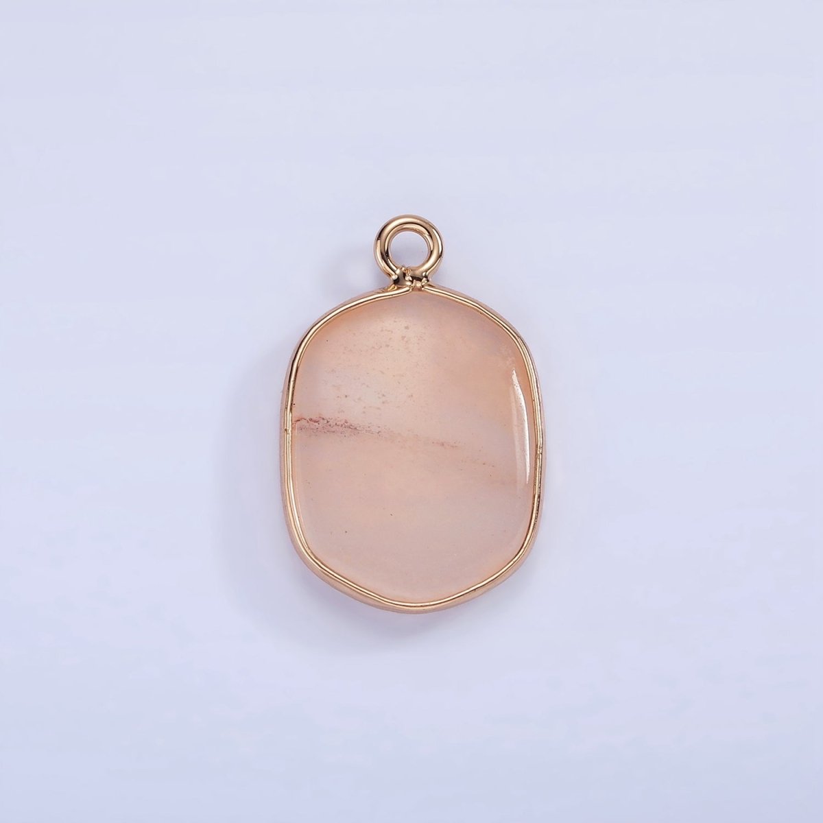 14K Gold Filled Natural Gemstone Multifaceted Oval Bezel Charm | N1673 - N1677 N1699 - DLUXCA