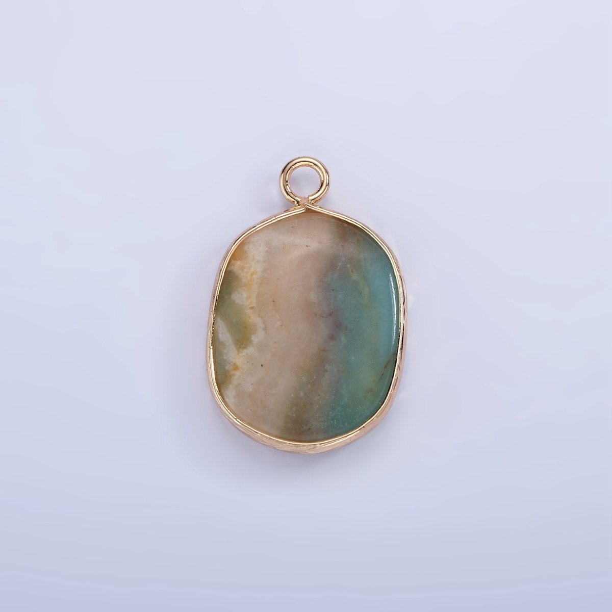 14K Gold Filled Natural Gemstone Multifaceted Oval Bezel Charm | N1673 - N1677 N1699 - DLUXCA