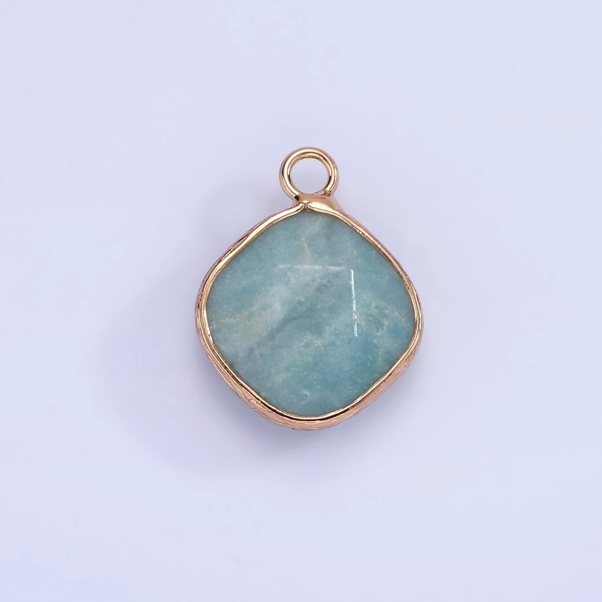 14K Gold Filled Natural Gemstone Multifaceted Rhombus Bezel Charm | N1669 - N1672 - DLUXCA