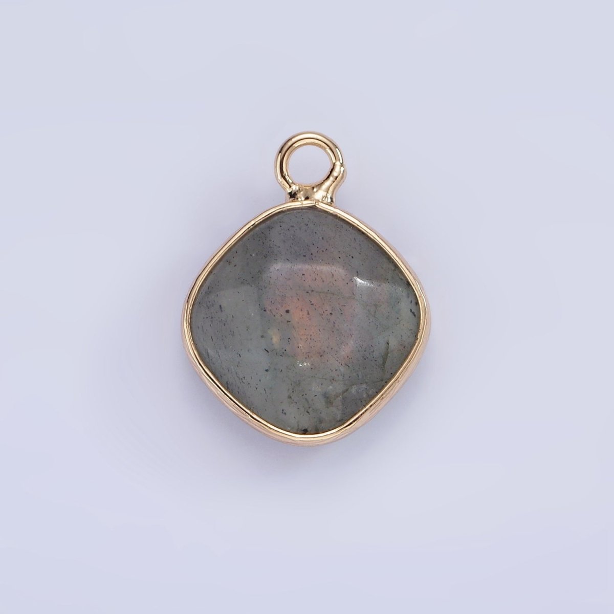 14K Gold Filled Natural Gemstone Multifaceted Rhombus Bezel Charm | N1669 - N1672 - DLUXCA