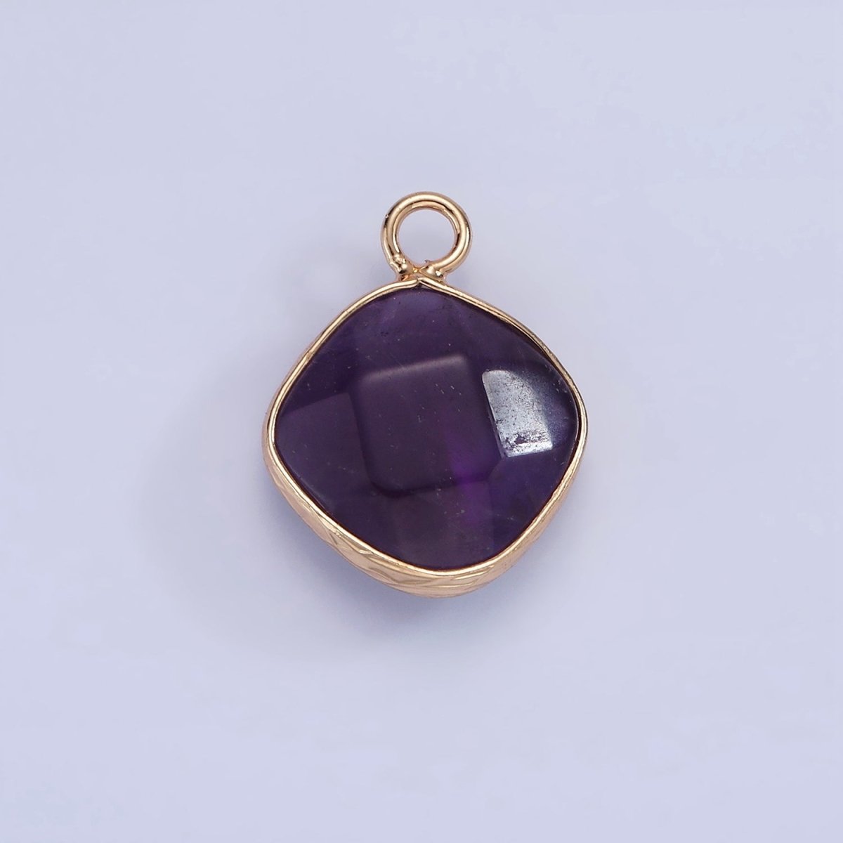 14K Gold Filled Natural Gemstone Multifaceted Rhombus Bezel Charm | N1669 - N1672 - DLUXCA