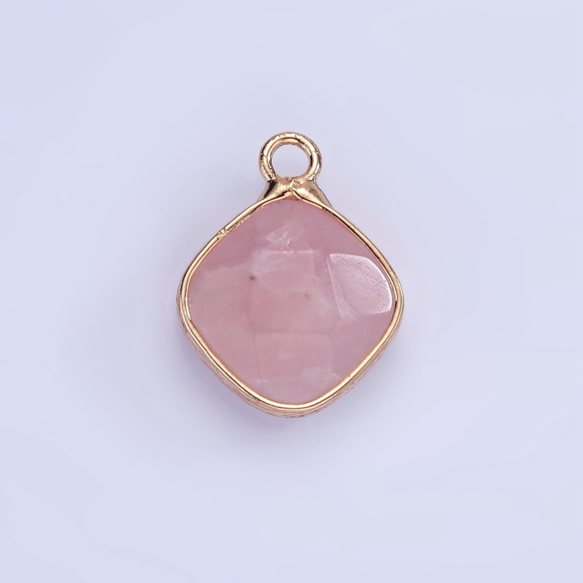 14K Gold Filled Natural Gemstone Multifaceted Rhombus Bezel Charm | N1669 - N1672 - DLUXCA